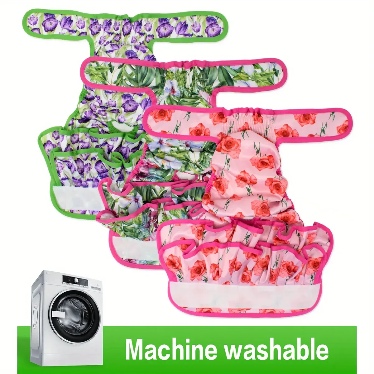 Reusable Washable Female Dog Diaper for Heat Cycle & Incontinence Care with Breathable Polyester – description image 3