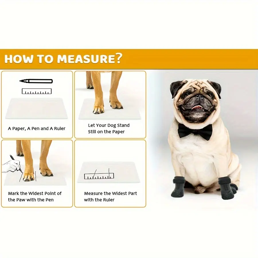 4pcs Waterproof Dog Boots for Outdoor Walking & Paw Protection, Adjustable Anti-Slip Sole – description image 3