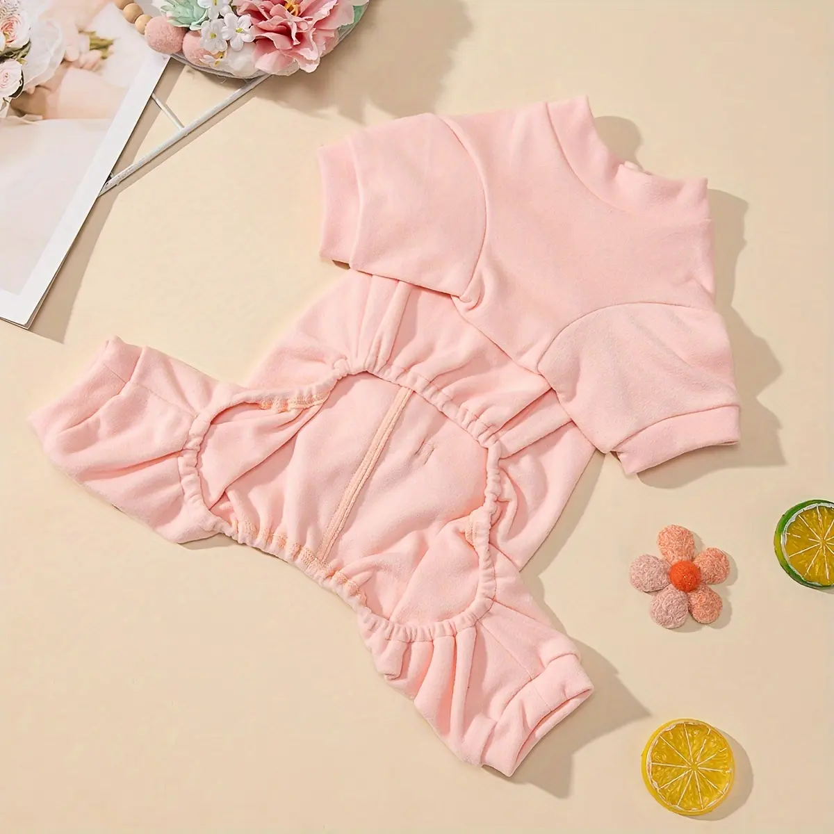 Dog Warm Jumpsuit for Daily Wear and Outdoor Use, Velvet Bow Detail – description image 1