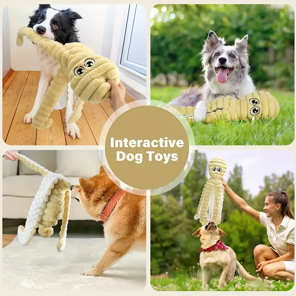 Squeaky Octopus Plush Dog Toy for Chewing and Interactive Play with Soft Stuffed Design – description image 3