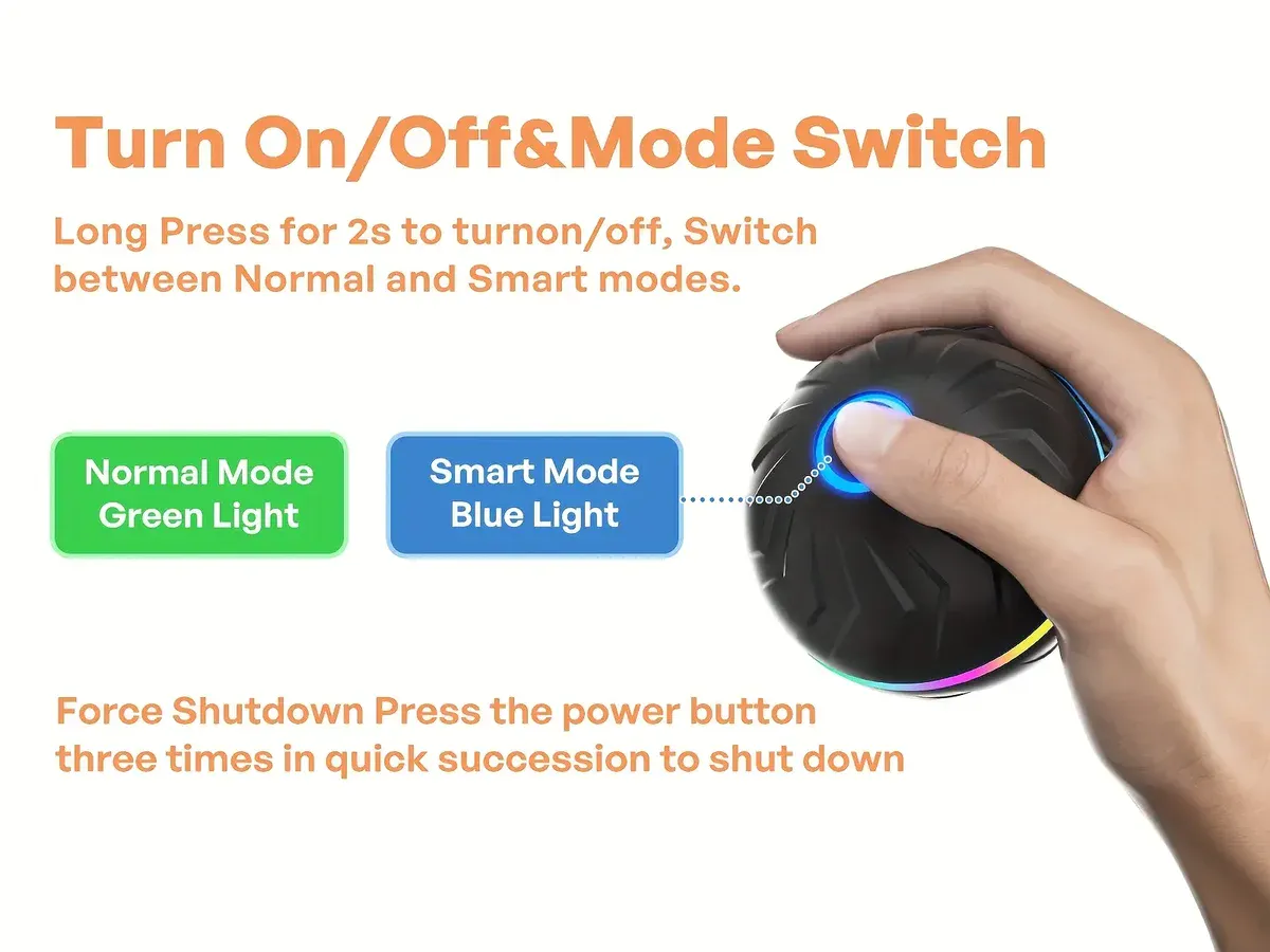 Smart Bouncing Ball for Interactive Pet Play and Motion-Activated Rolling Design – description image 2