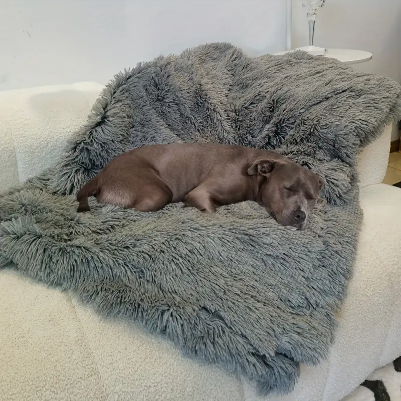 Fluffy Plush and Velvet Dog Blanket for Pet Resting & Lounging – description image 1