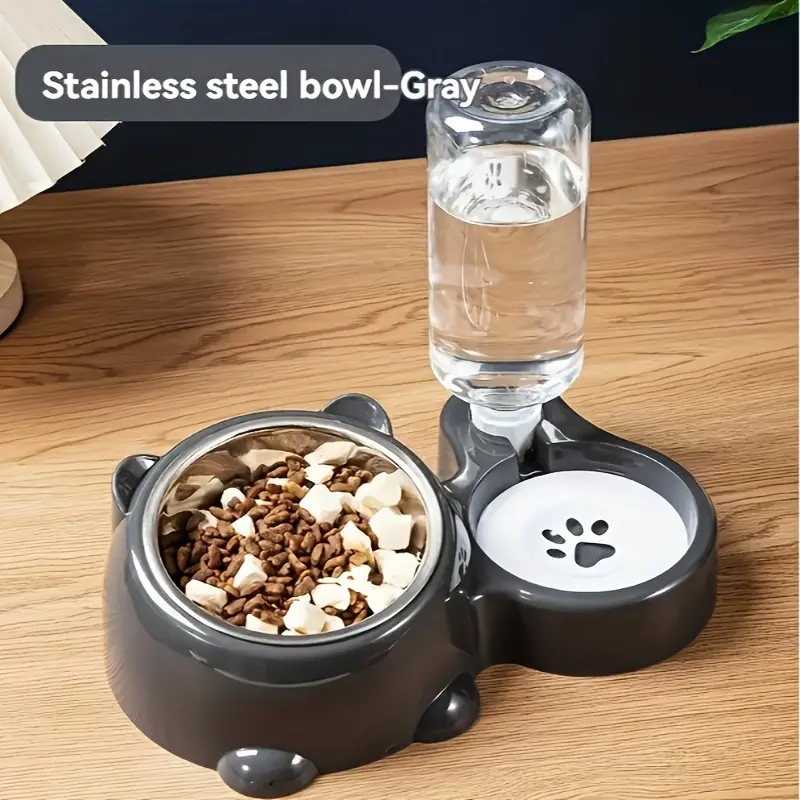 3-in-1 Pet Feeder and Automatic Water Dispenser for Cat and Dog Feeding with Non-Slip Tilted Bowl – description image 2