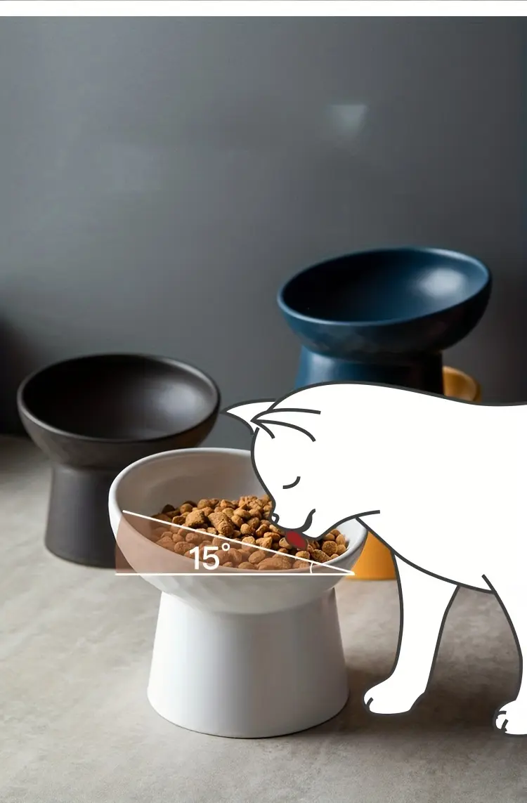 Elevated Inclined Ceramic Cat Bowl for Feeding and Drinking – description image 3