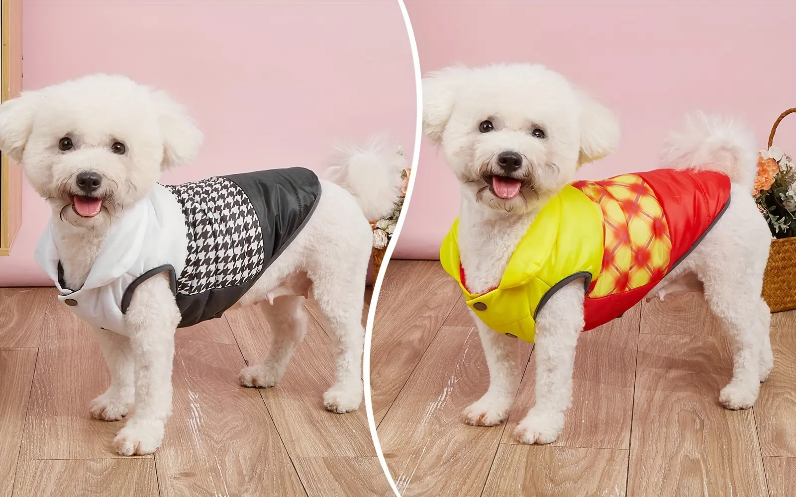 Three-Color Patchwork Padded Pet Coat for Cold-Weather Wear – description image 7