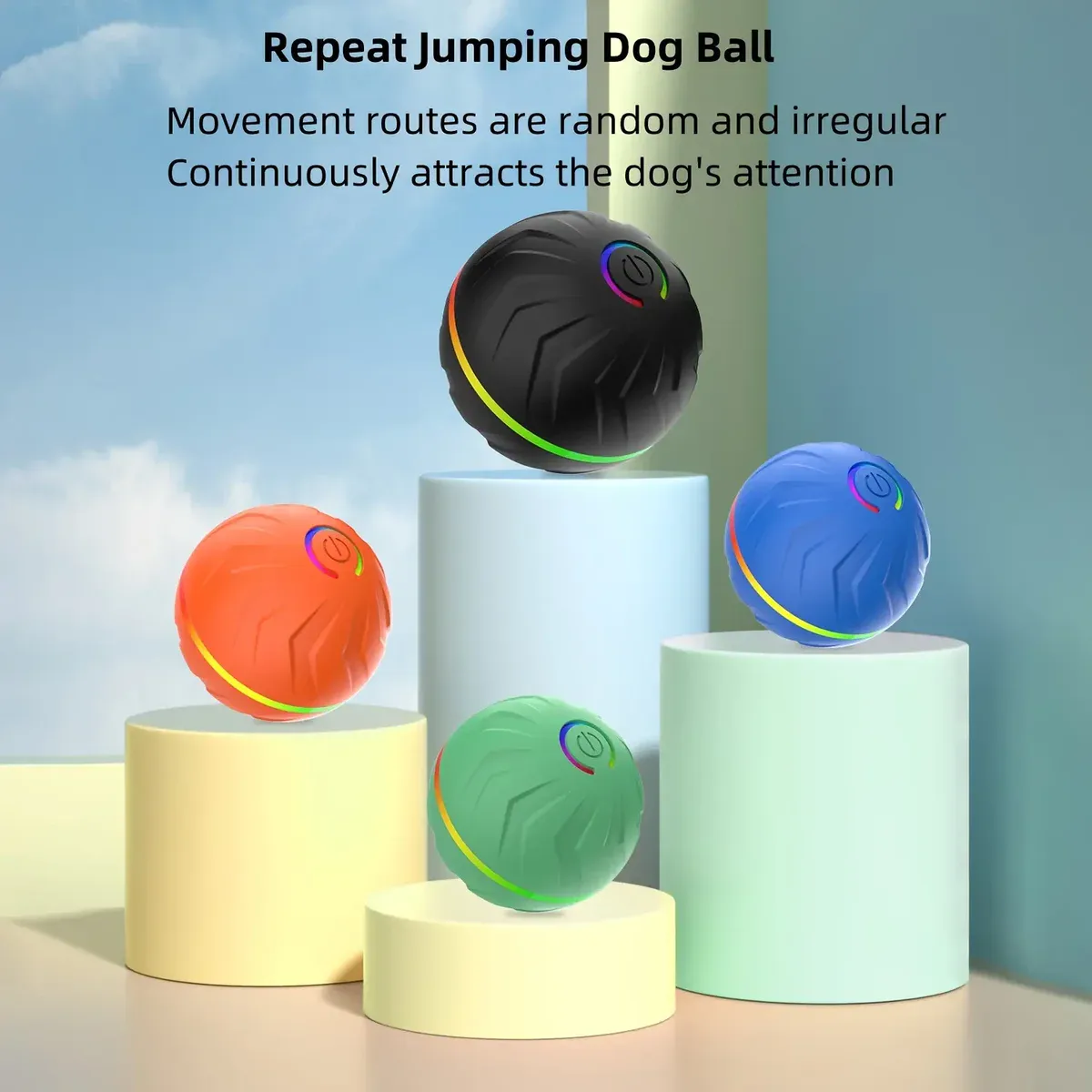 USB Rechargeable Pet Bouncy Ball for Interactive Rolling & Bouncing Play – description image 1