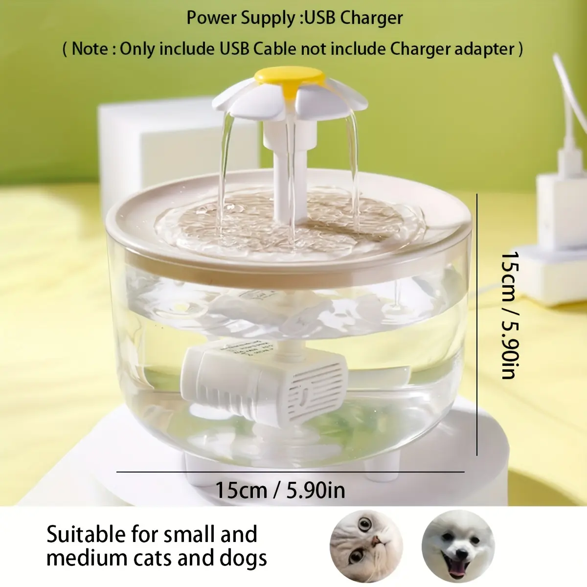 Pet Water Fountain for Automatic Water Circulation & Drinking with USB-Powered Design – description image 4