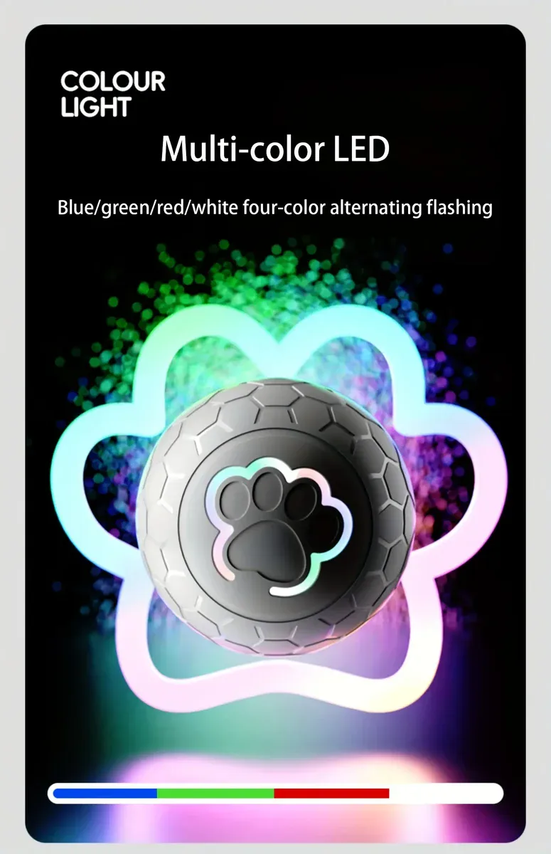 Rechargeable Interactive Pet Toy Ball for Automatic Bouncing Play, Durable Outer Shell – description image 9