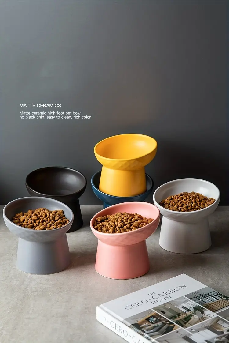 Elevated Inclined Ceramic Cat Bowl for Feeding and Drinking – description image 1