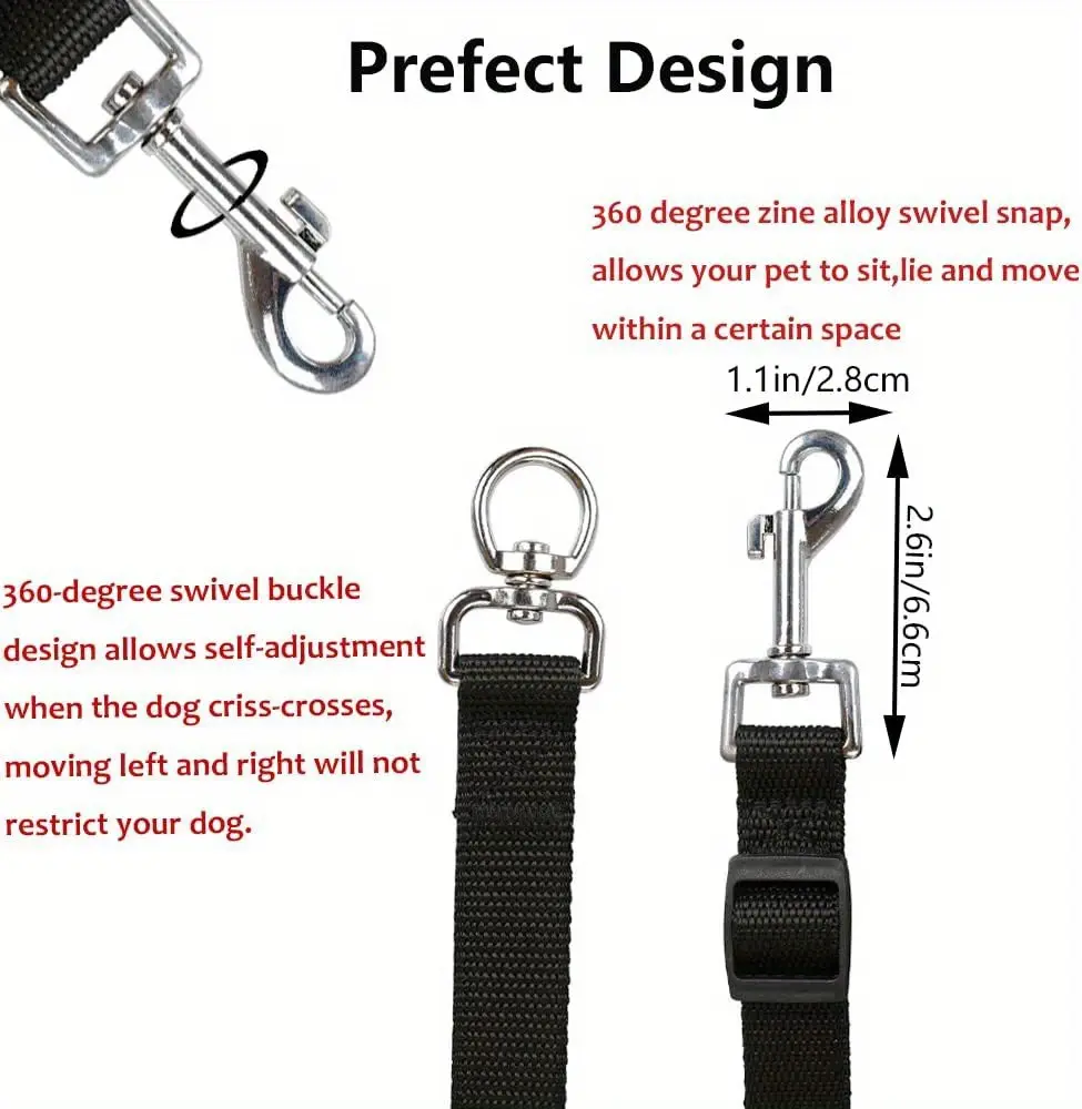Adjustable No-Pull Dog Leash for Walking & Vehicle Restraint with Multi-Connection Design – description image 5
