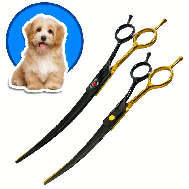 Dog Grooming Scissors for Hair Trimming & Styling with Cutting, Curved and Thinning Shears – description image 5