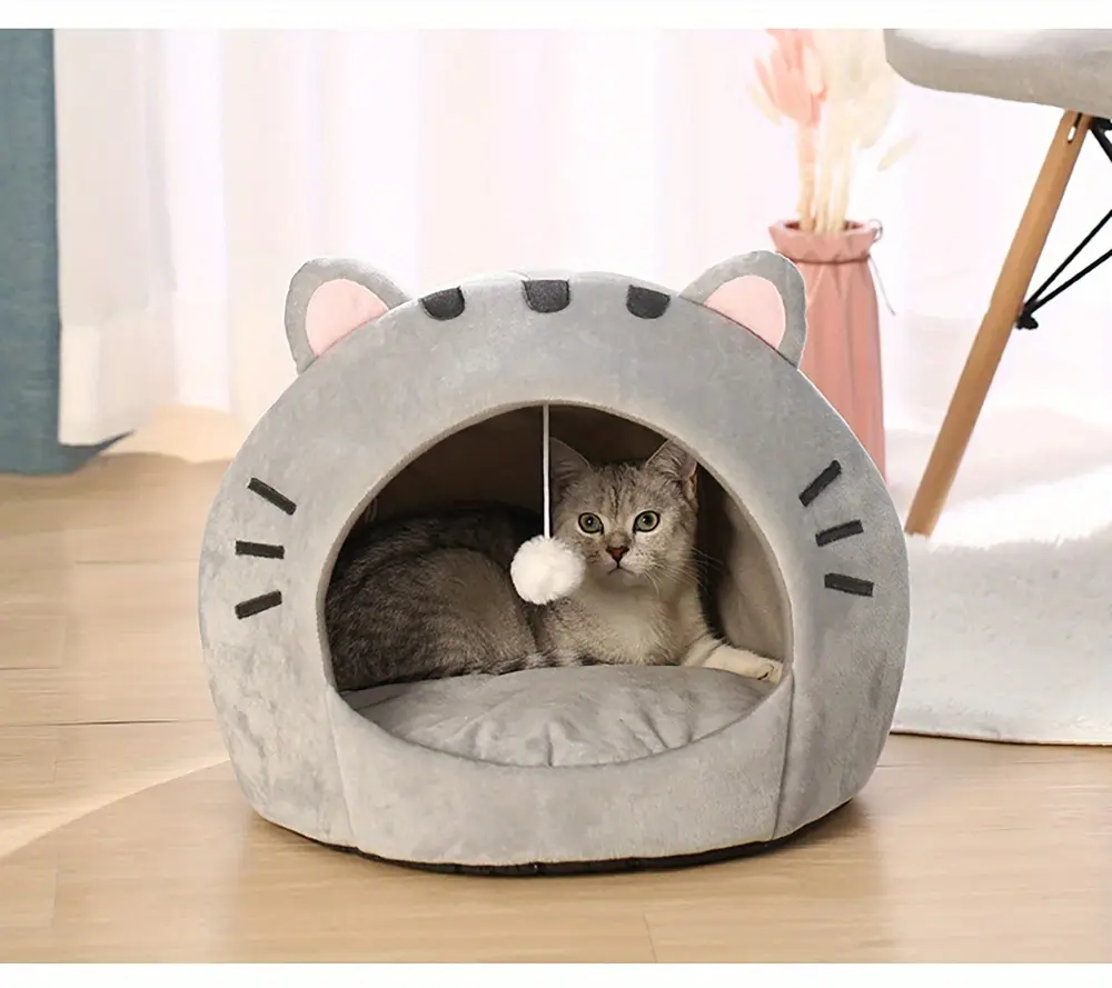 Enclosed Cat Bed for Indoor Resting & Sleeping with Warm Cave Design – description image 5