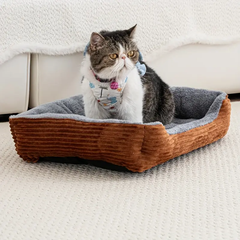 Pet Sleeping Nest Sofa Bed for Cats and Dogs for Resting & Lounging, Thick Rectangular Mattress – description image 1