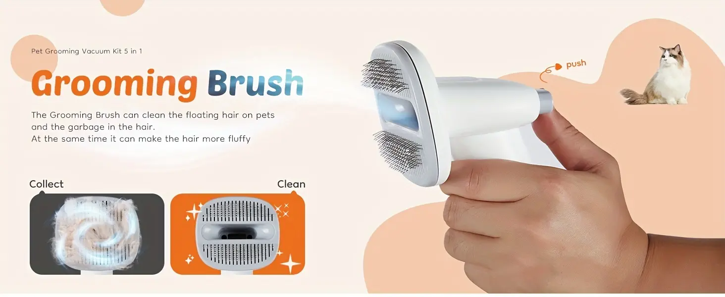 5-Piece Pet Grooming Vacuum Kit for Trimming & Hair Collection with Guide Combs – description image 6