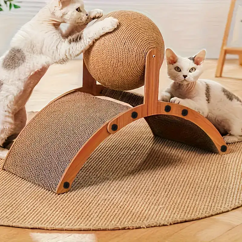 2-in-1 Cat Scratching Post for Scratching & Play with Sisal Surface and Hanging Ball – description image 1