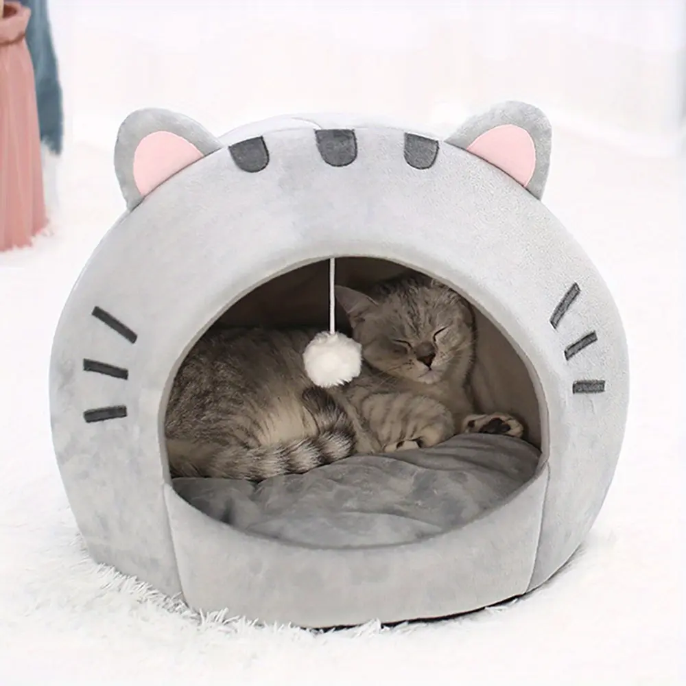 Enclosed Cat Bed for Indoor Resting & Sleeping with Warm Cave Design – description image 2