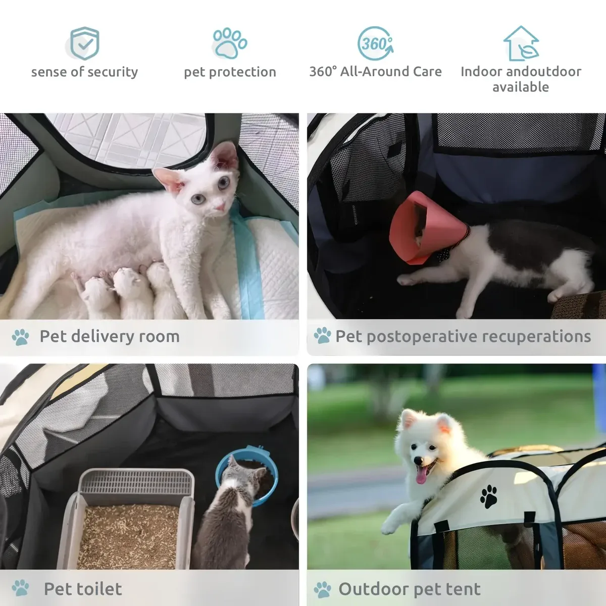 Octagonal Foldable Pet Enclosure for Indoor Containment & Resting – description image 4