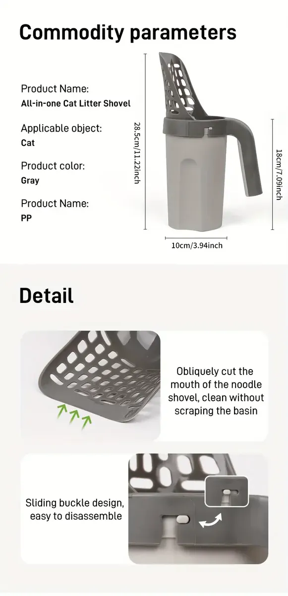 Cat Litter Box for Litter Waste Containment & Easy Cleaning with Integrated Waste Bin – description image 4