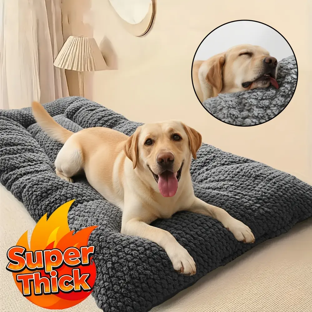 Plush Pet Bed Mattress for Resting & Lounging with Raised Edges and Rectangular Design – description image 1