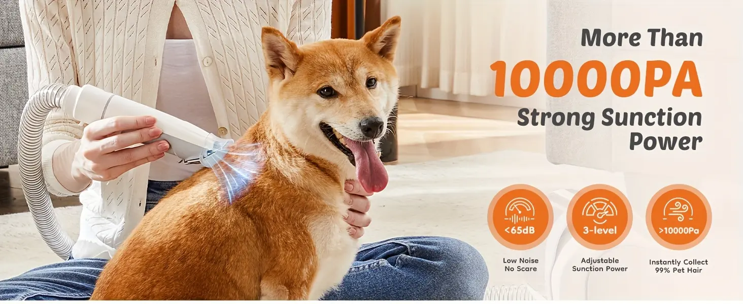 5-Piece Pet Grooming Vacuum Kit for Trimming & Hair Collection with Guide Combs – description image 2