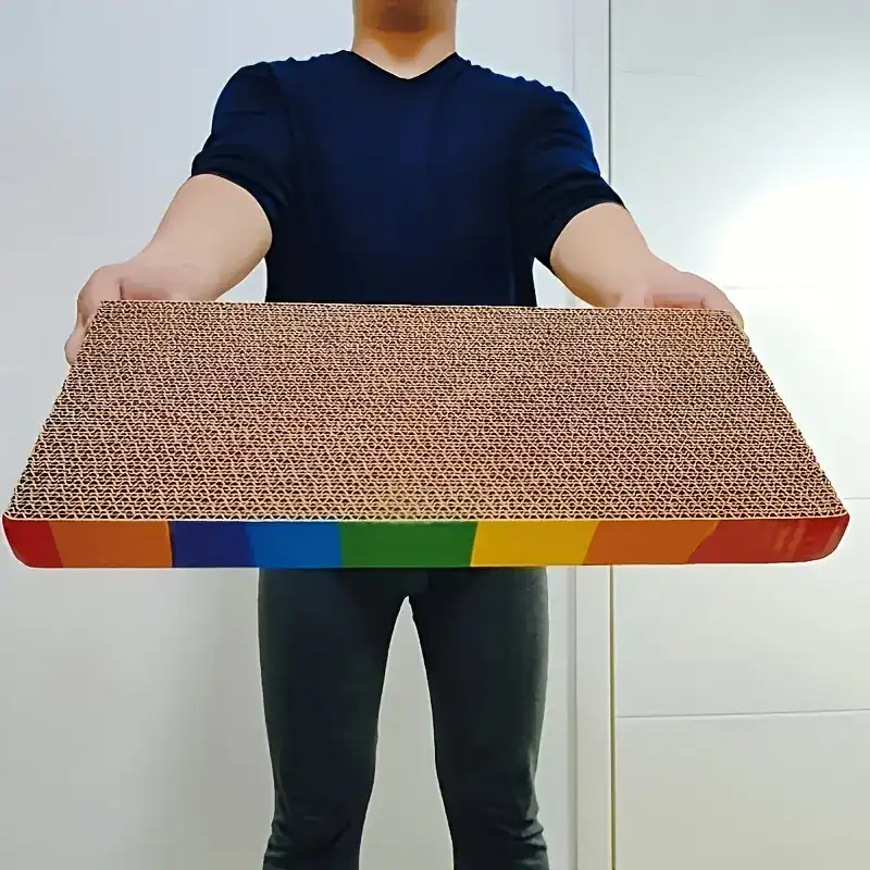 Corrugated Cardboard Cat Scratching Board for Scratching & Resting with Frame Design – description image 1