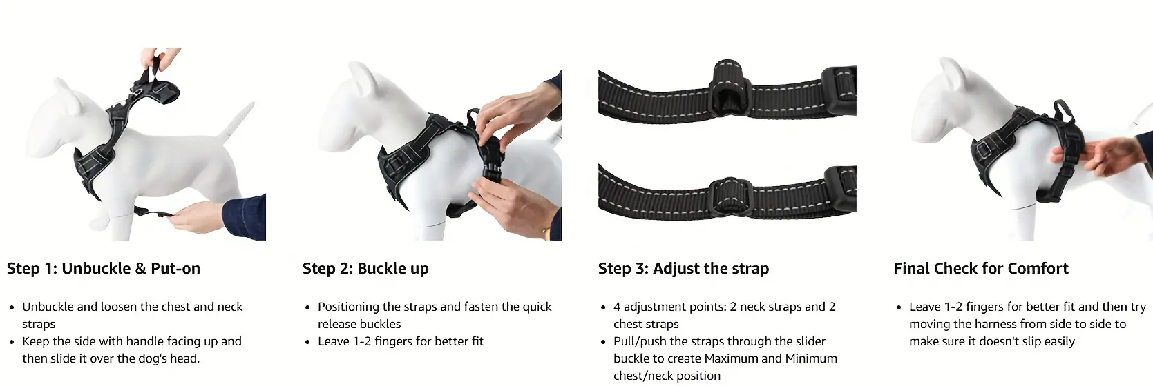 Dog Harness for Training and Walking with Reflective Trim and Top Control Handle – description image 2