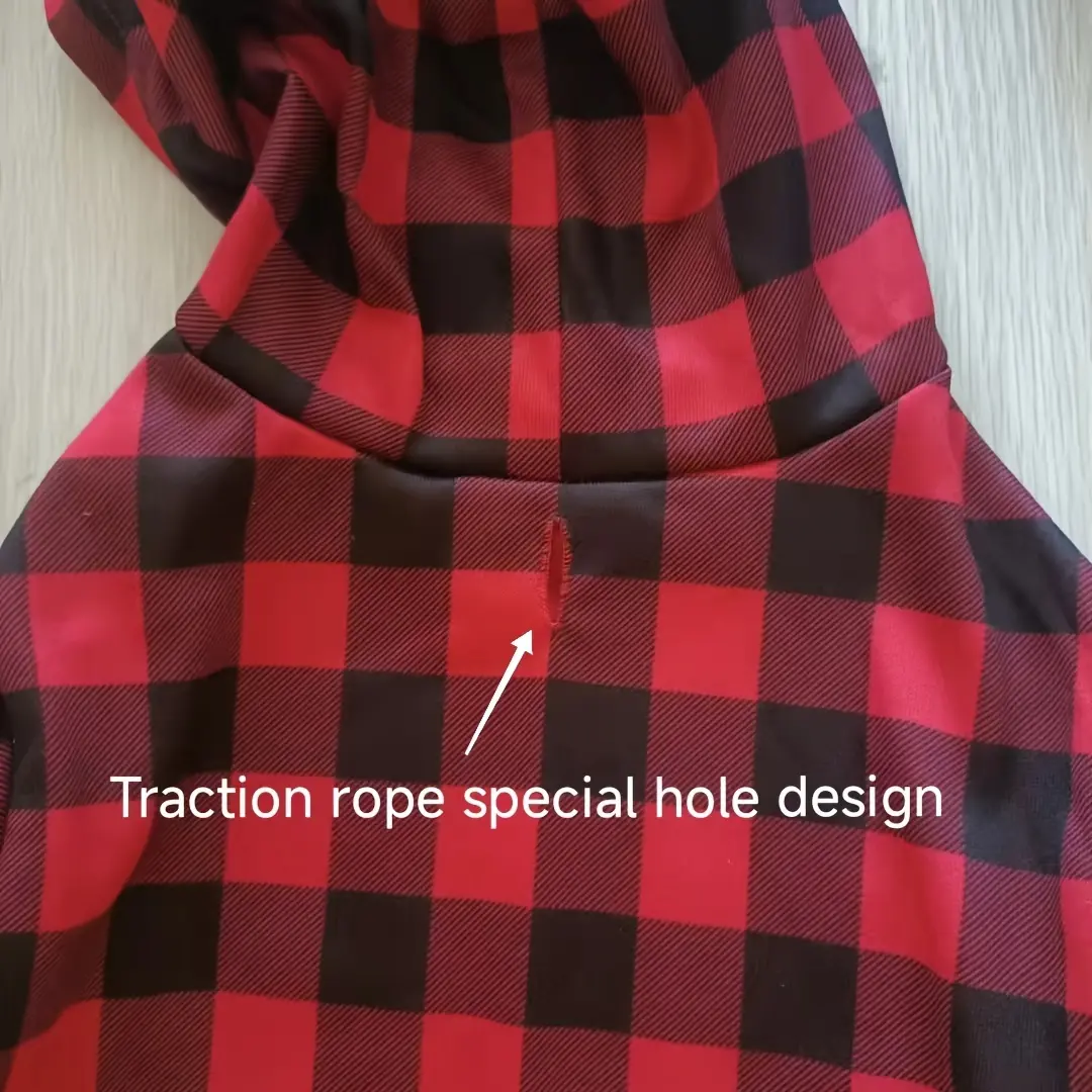 Checkered Pet Hoodie Sweater for Warm Wear, Pocket Design – description image 3