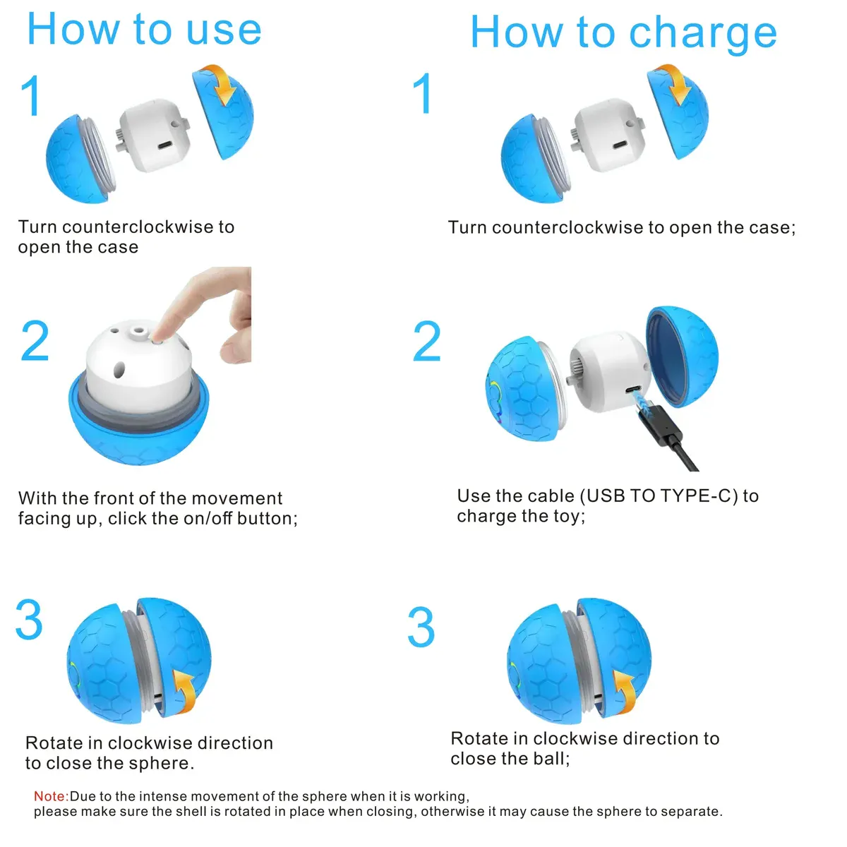 Rechargeable Interactive Pet Toy Ball for Automatic Bouncing Play, Durable Outer Shell – description image 10