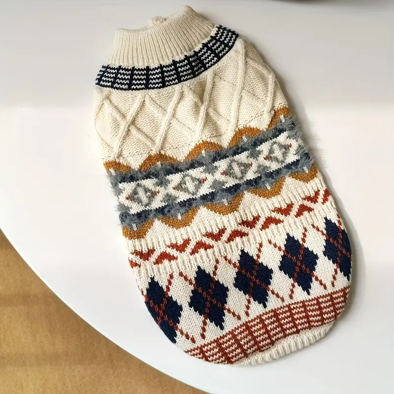 Thick Pet Vest for Warmth in Cooler Weather with Diamond Pattern – description image 5