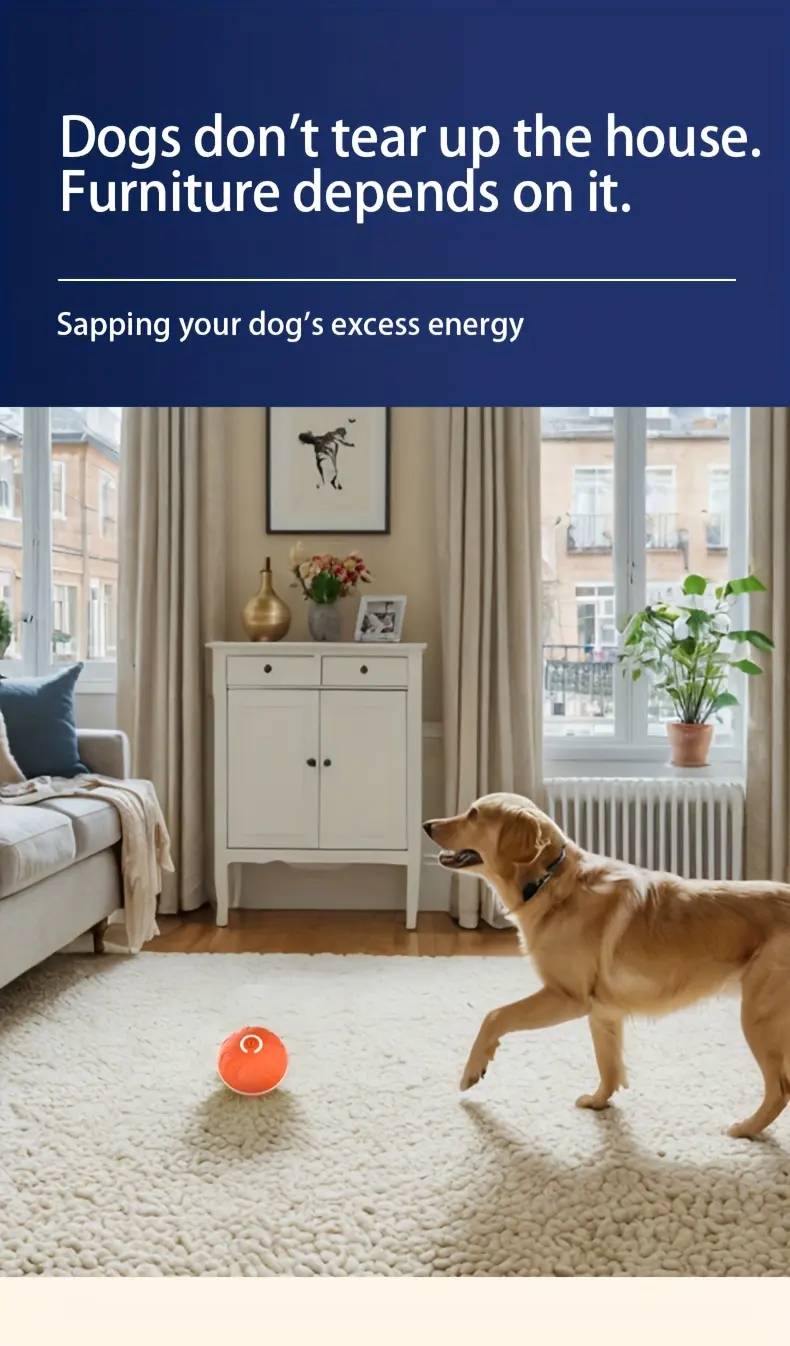 Interactive Rolling Dog Ball Toy for Random Movement & Light Effects – description image 4