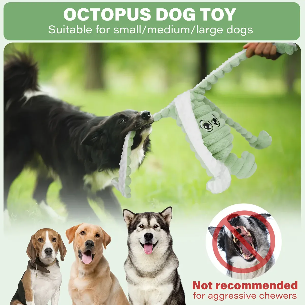 Squeaky Octopus Plush Dog Toy for Chewing and Interactive Play with Soft Stuffed Design – description image 2