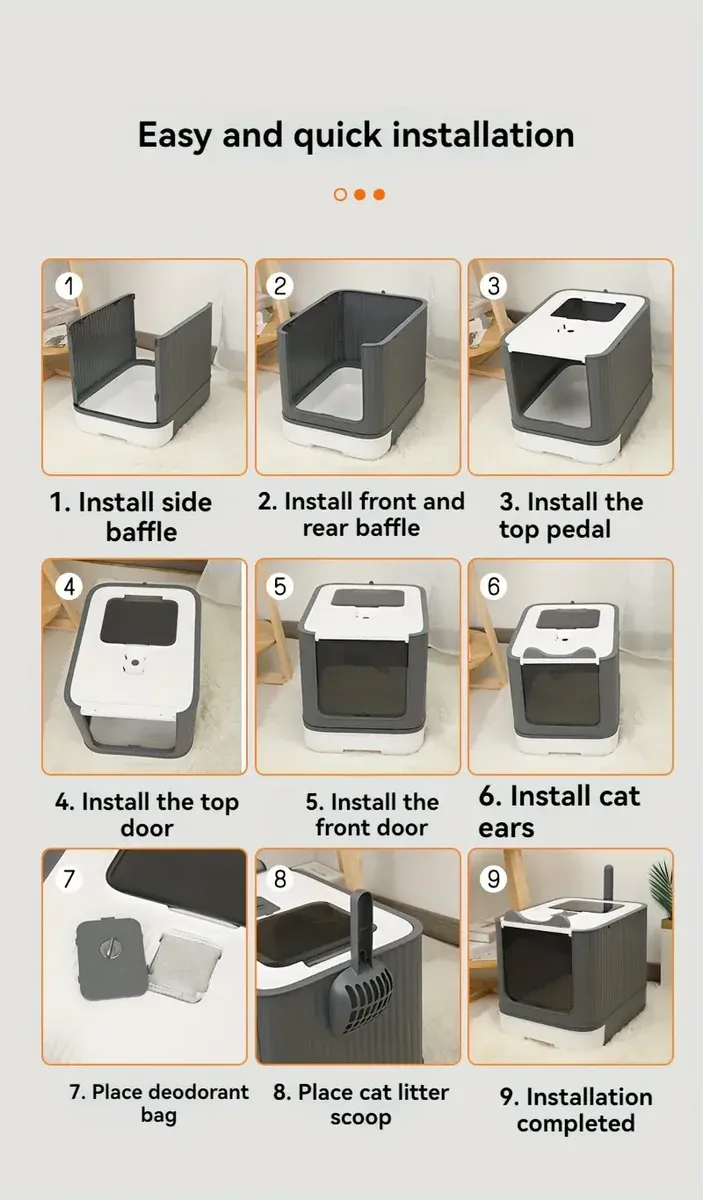 Covered Cat Litter Box Enclosure for Odor Control & Privacy with Easy-Clean Design – description image 1