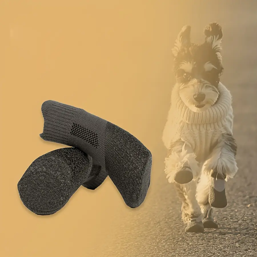 4pcs Waterproof Dog Boots for Outdoor Walking & Paw Protection, Adjustable Anti-Slip Sole – description image 5