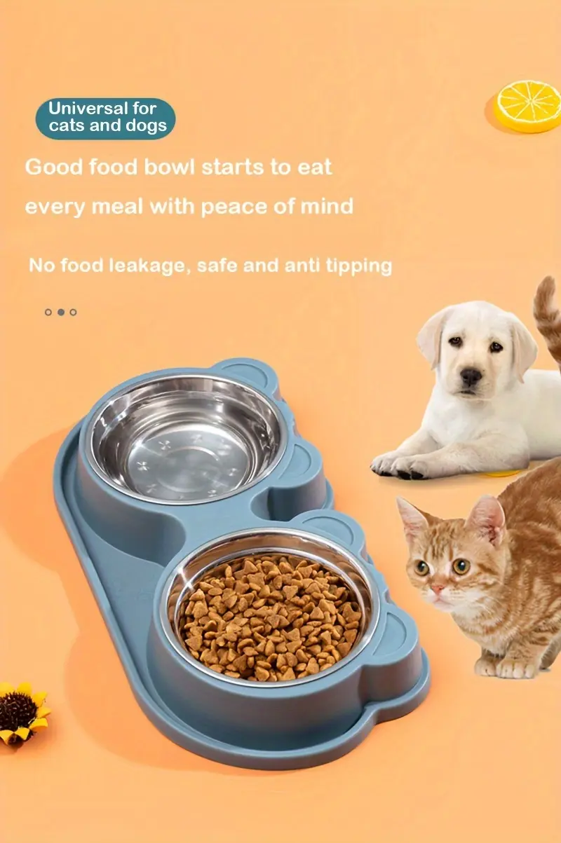 Double Stainless Steel Dog Bowls with No-Spill Stand for Drinking & Feeding – description image 3