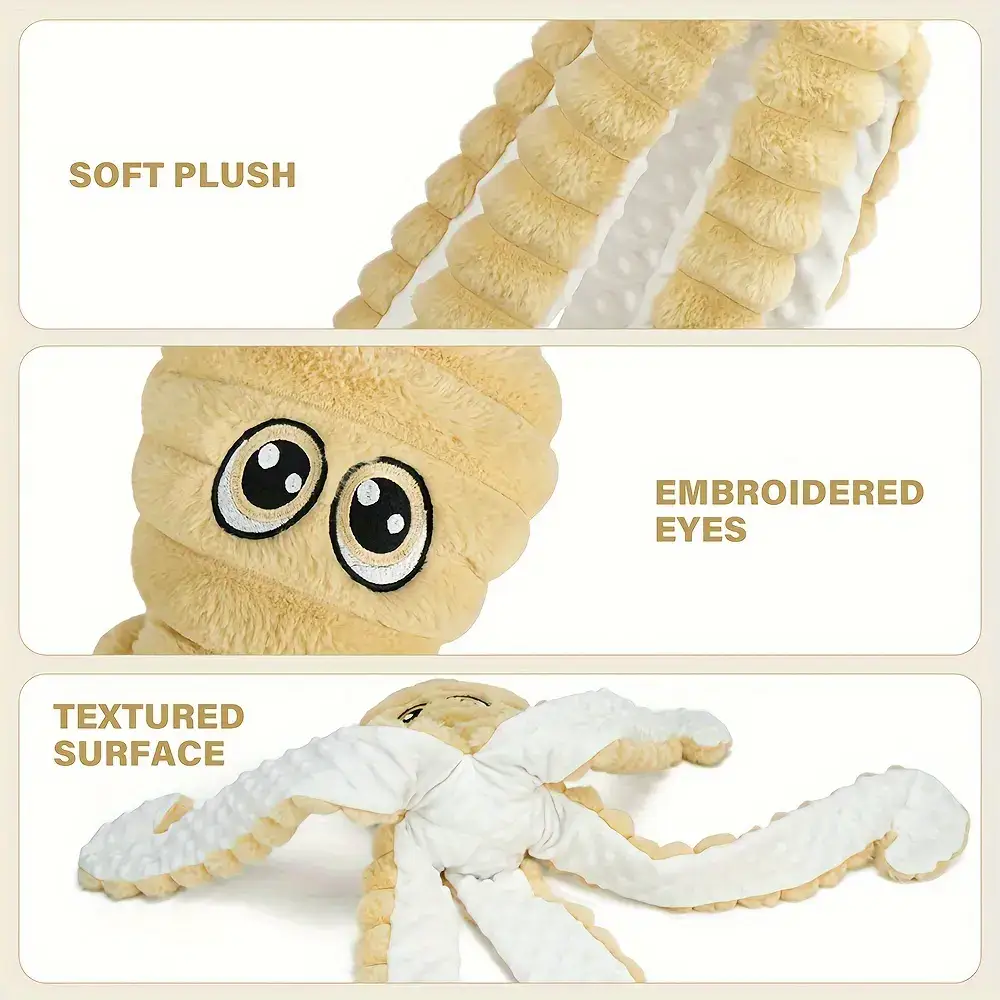 Squeaky Octopus Plush Dog Toy for Chewing and Interactive Play with Soft Stuffed Design – description image 1