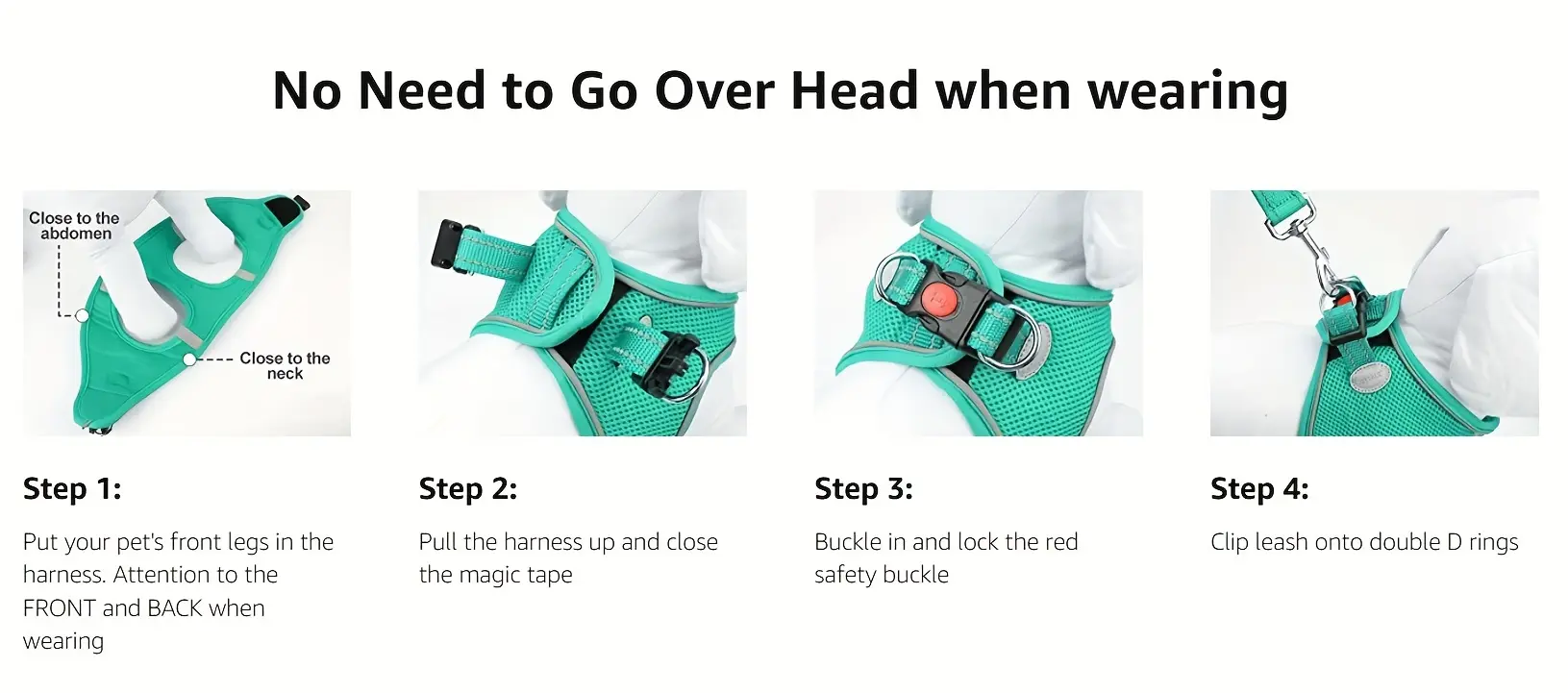 Soft Padded Dog Harness for Walking & Control with Breathable Mesh and Reflective Trim – description image 4