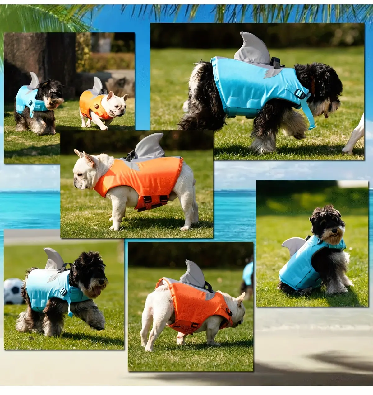 Reflective Shark Shape Pet Life Jacket for Water Safety & Visibility, Adjustable Fit – description image 3