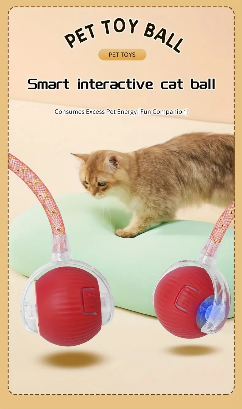 Automatic Moving Cat Ball Toy for Interactive Play, Motion Activation & Obstacle Avoidance – description image 1