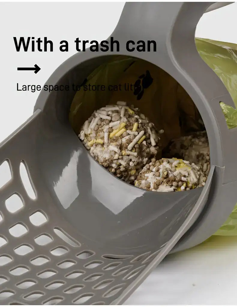 Cat Litter Box for Litter Waste Containment & Easy Cleaning with Integrated Waste Bin – description image 3