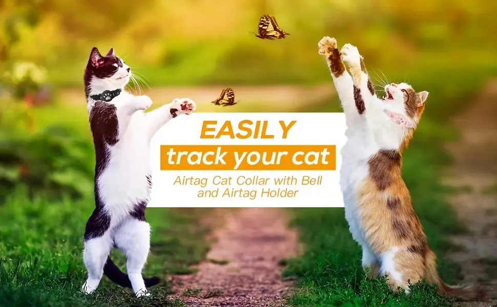 2pcs Reflective Cat Collar for Wearing Identification Accessories with GPS Holder and Bell – description image 1