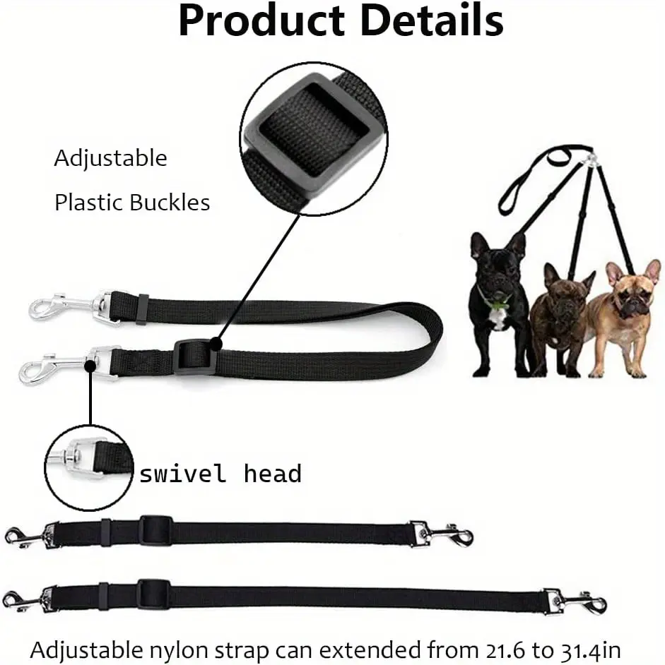 Adjustable No-Pull Dog Leash for Walking & Vehicle Restraint with Multi-Connection Design – description image 4