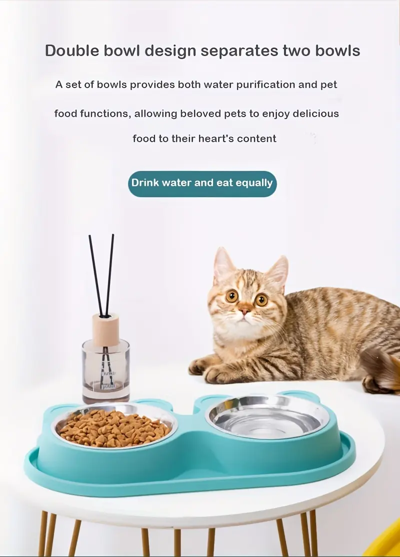 Double Stainless Steel Dog Bowls with No-Spill Stand for Drinking & Feeding – description image 4