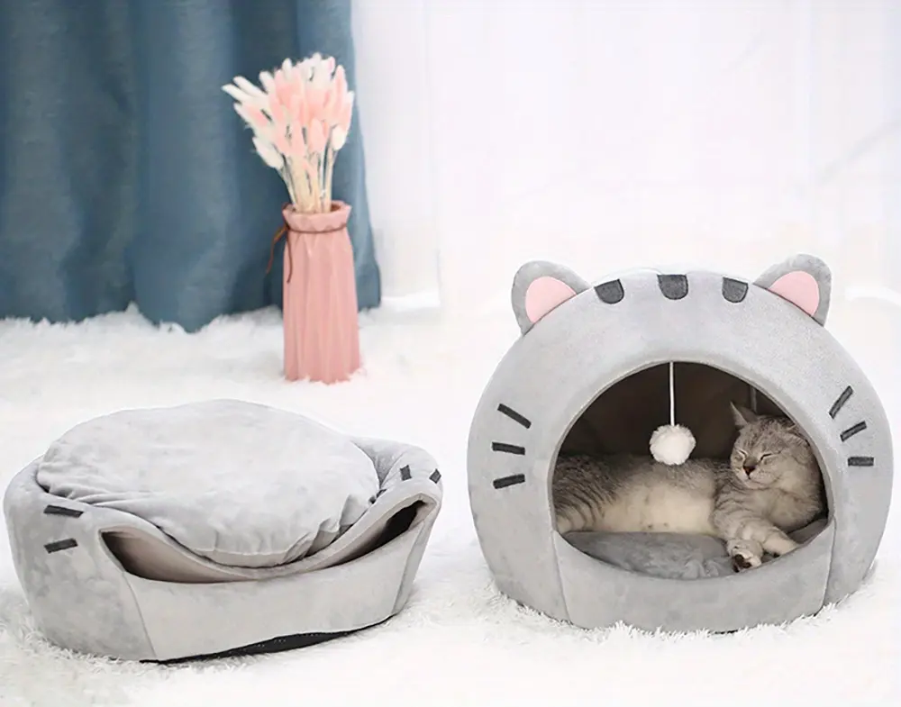 Enclosed Cat Bed for Indoor Resting & Sleeping with Warm Cave Design – description image 7