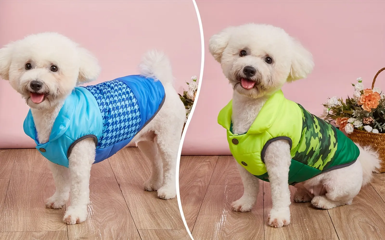 Three-Color Patchwork Padded Pet Coat for Cold-Weather Wear – description image 6