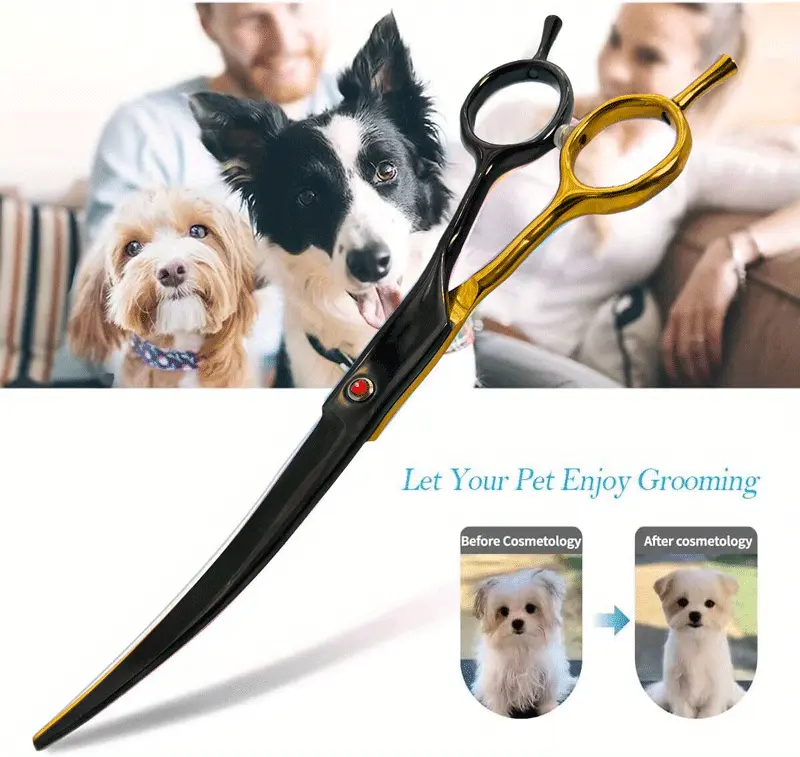 Dog Grooming Scissors for Hair Trimming & Styling with Cutting, Curved and Thinning Shears – description image 4