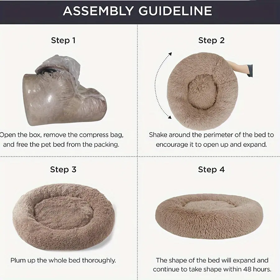 Plush Round Dog Bed for Resting & Sleeping with Deep Bolstered Shape – description image 2