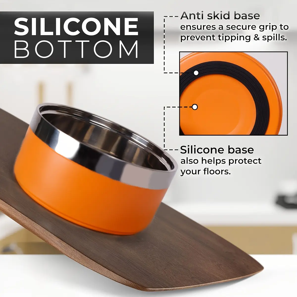 Non-Slip Stainless Steel Pet Bowl for Feeding Cats and Dogs, Round Design – description image 2