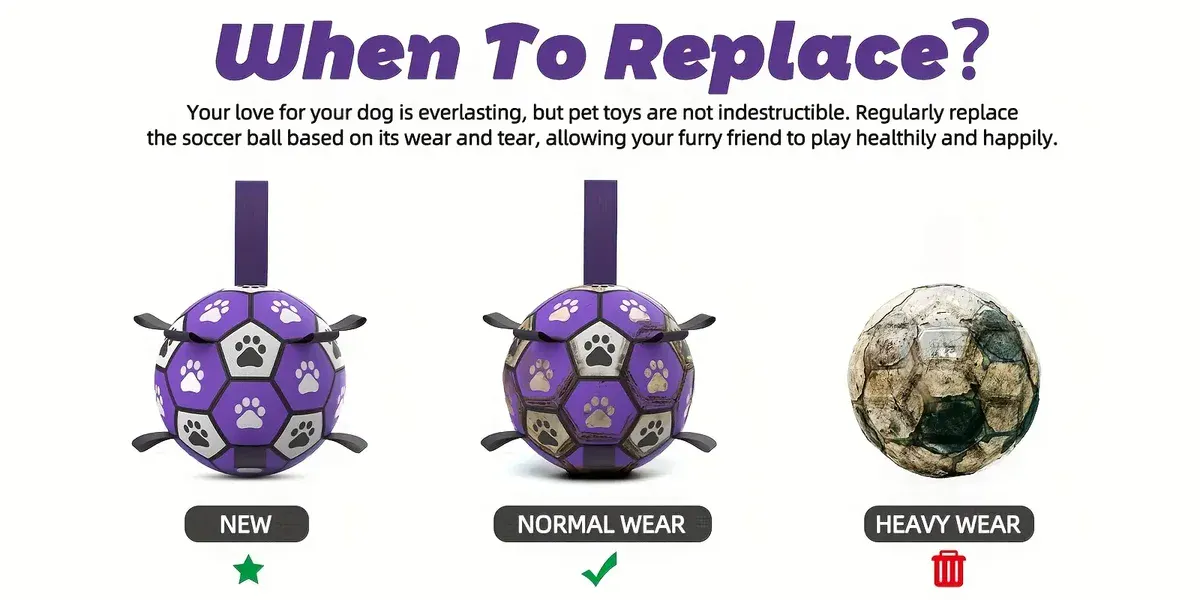 Durable Rubber Dog Soccer Ball with Straps for Interactive Play & Fetch – description image 4