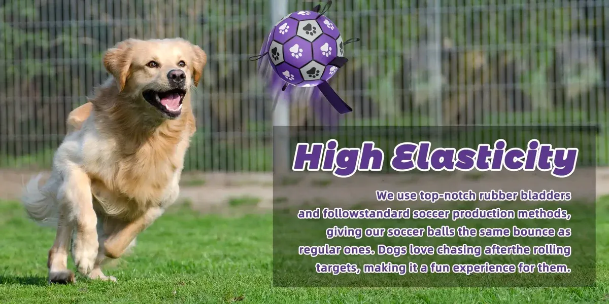 Durable Rubber Dog Soccer Ball with Straps for Interactive Play & Fetch – description image 3