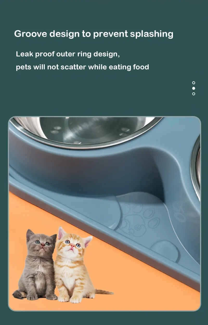Double Stainless Steel Dog Bowls with No-Spill Stand for Drinking & Feeding – description image 5